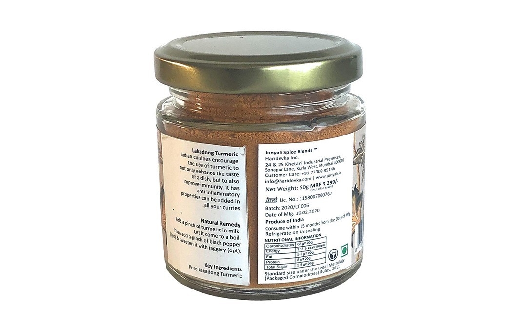 Cafe Junyali Lakadong Turmeric    Glass Jar  50 grams